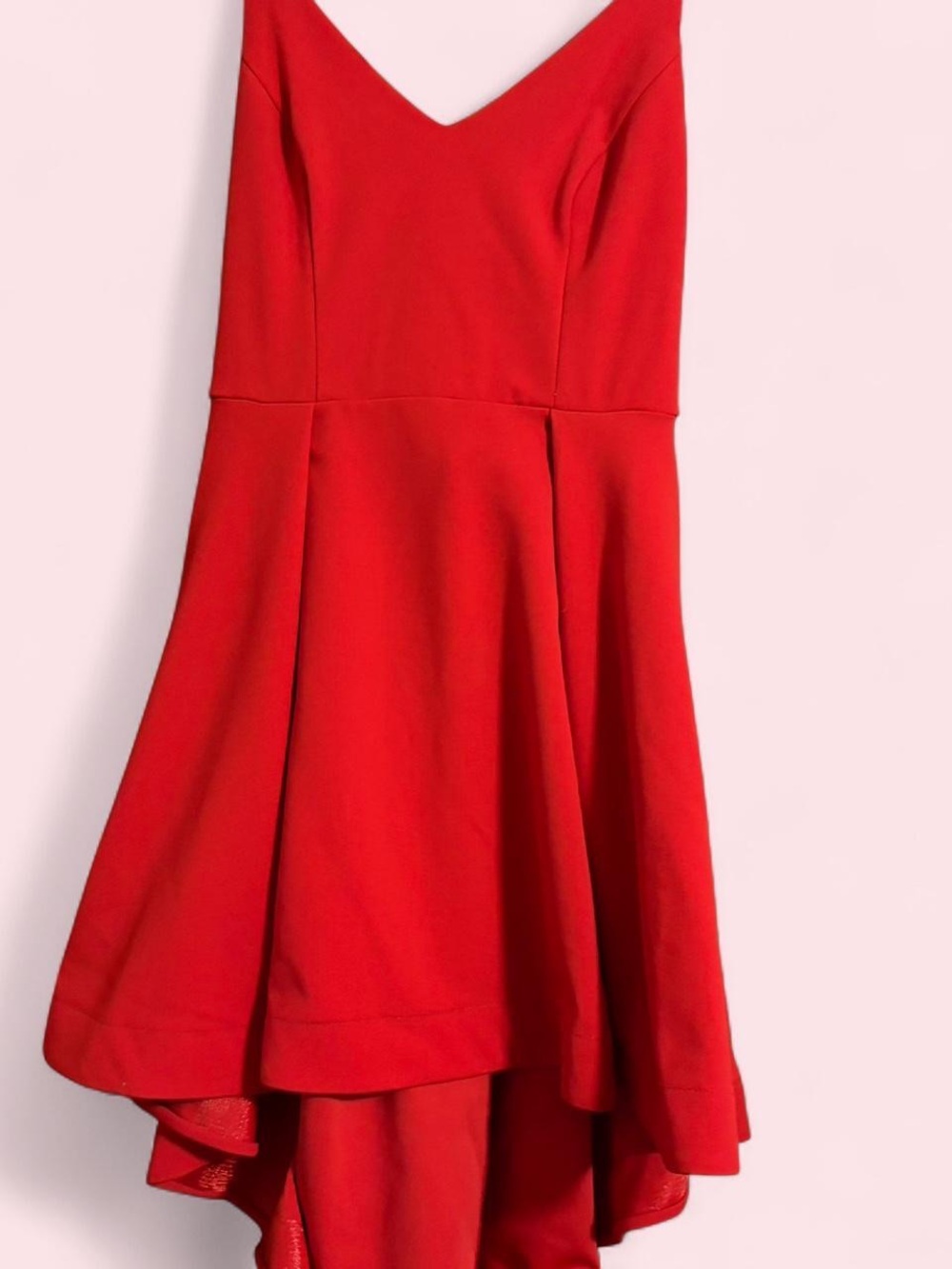 B Darlin Bold Red V-Neck High-Low Cocktail Dress